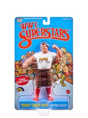 LJN WWE Superstars “Rowdy” Roddy Piper Action Figure Blue Card
